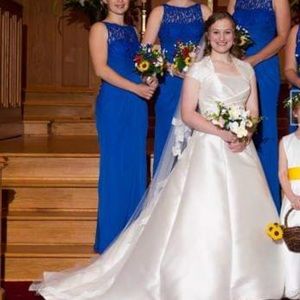 David’s bridal formal blue maxi long dress